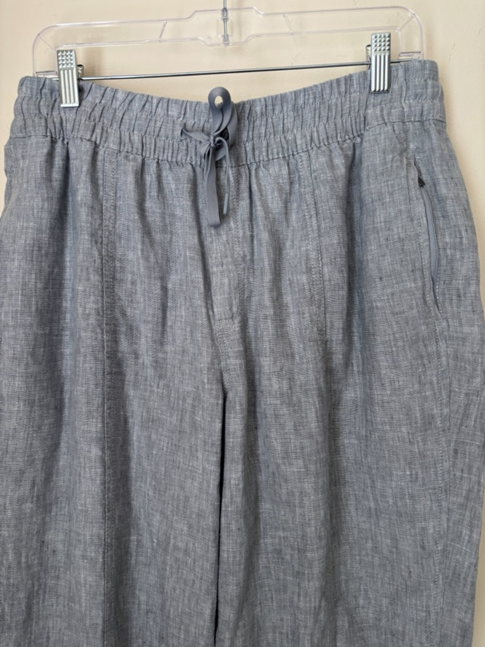 Athleta Retreat Linen Ankle Pants Medium Storm Cloud Grey - Picture 3 of 9